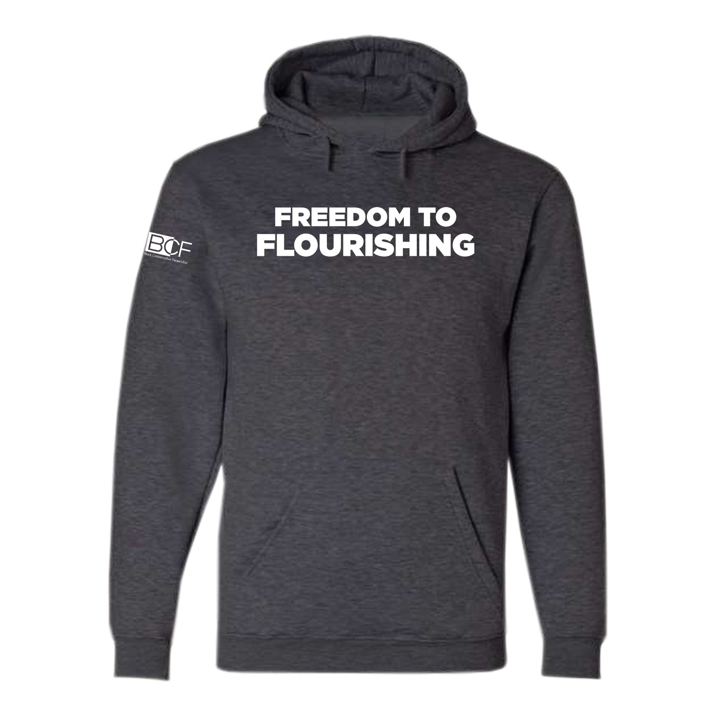 Freedom to Flourishing Hooded Pullover, Heather Charcoal