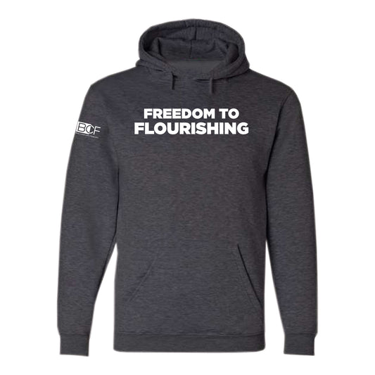 Freedom to Flourishing Hooded Pullover, Heather Charcoal